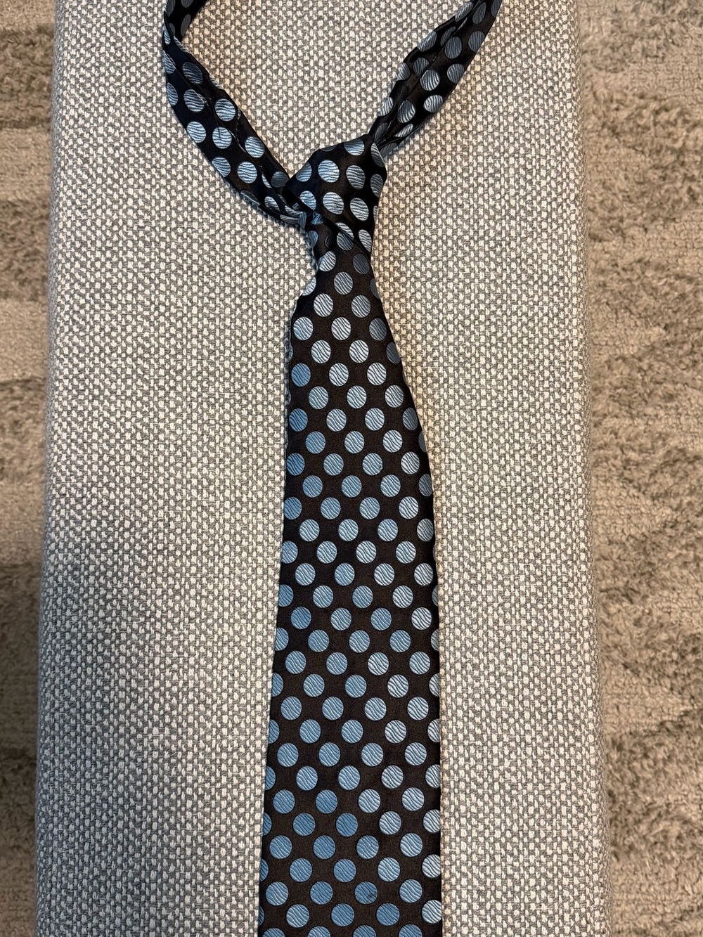 Classic Black Tie with Blue Polka Dots - Men Accessories